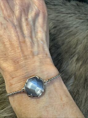 Kendra Scott Silver-Tone Grey Faceted Crystal Bracelet - Women Jewelry